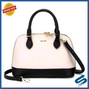 Small Faux Leather Crossbody Satchel with Double Zip Top Handle